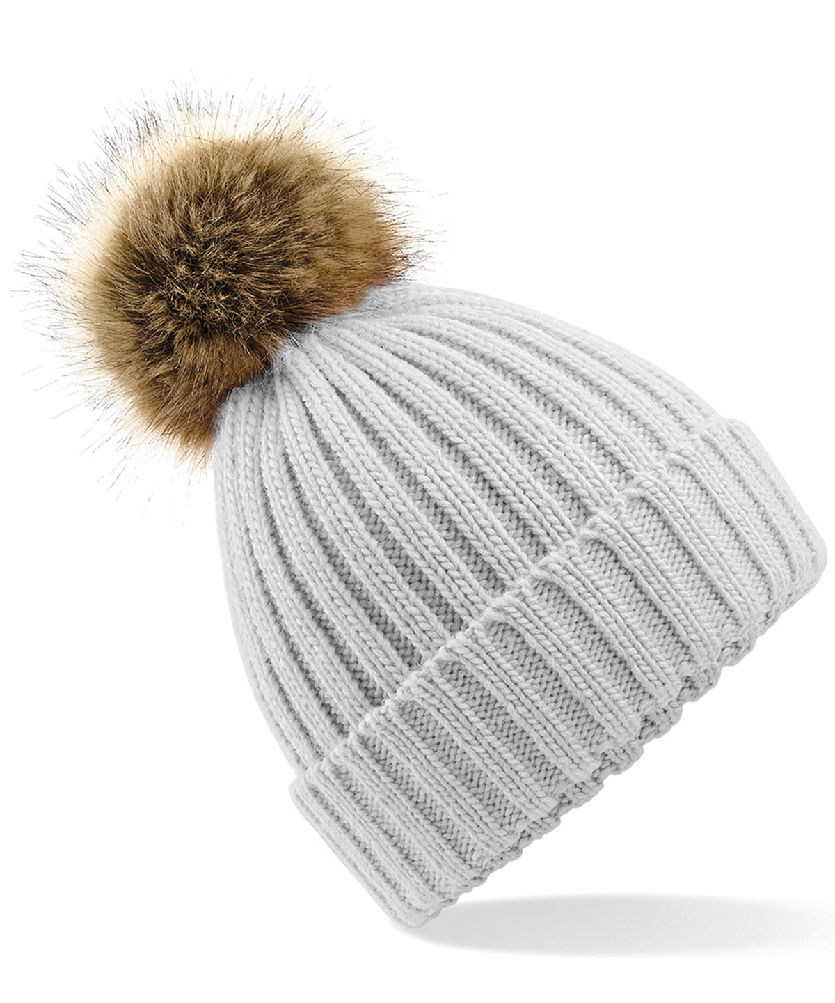 BC412 Fur pop pom chunky beanie