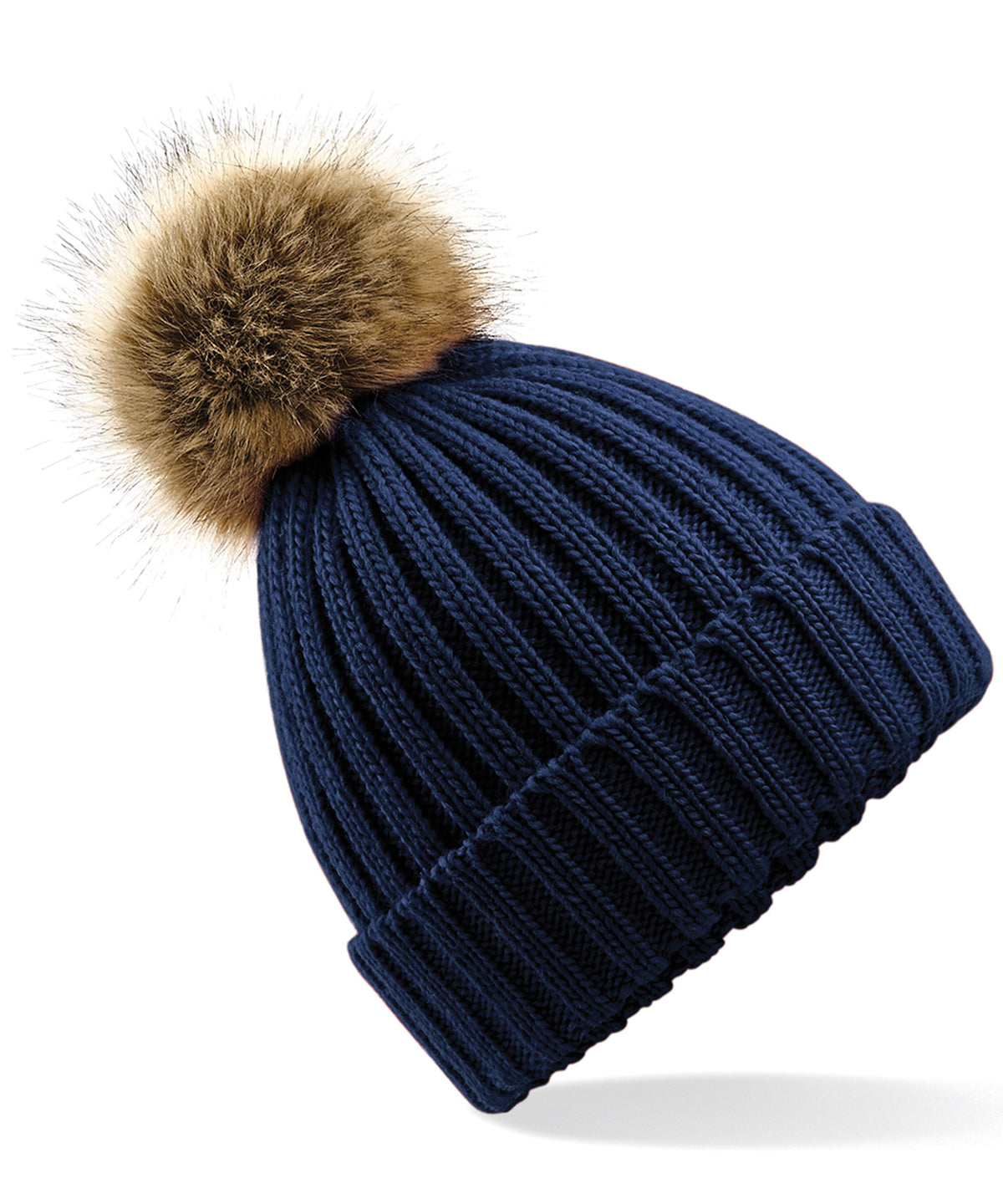 BC412 Fur pop pom chunky beanie