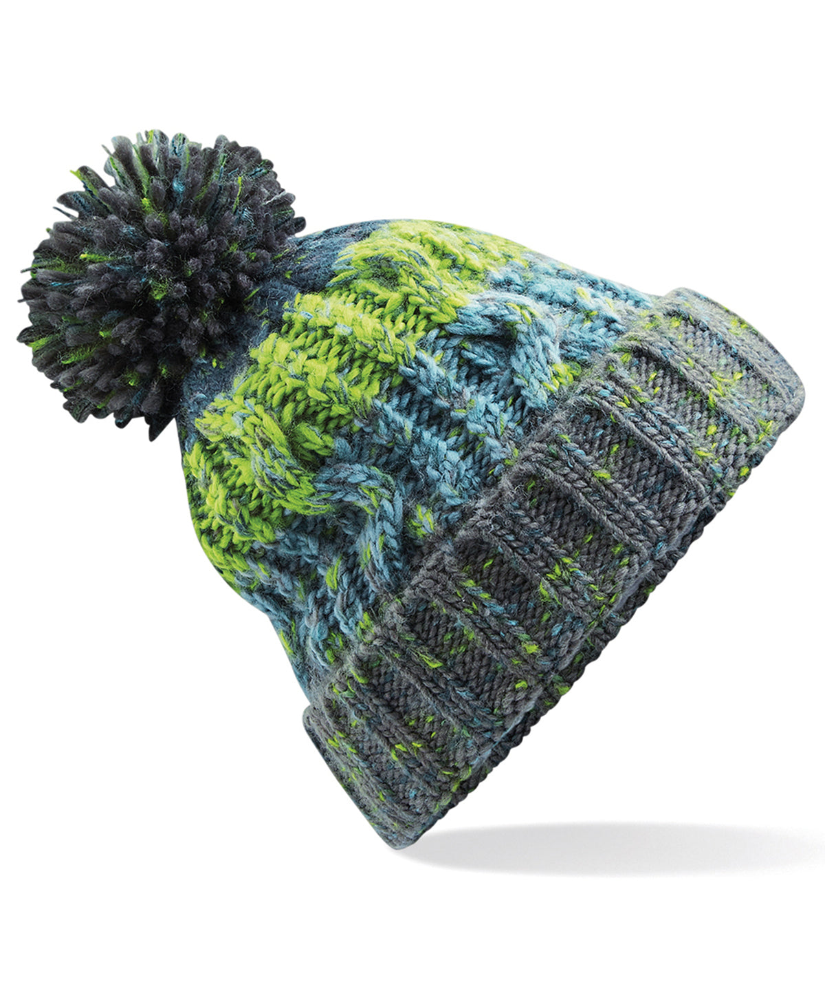 BC486 Corkscrew pom pom beanie