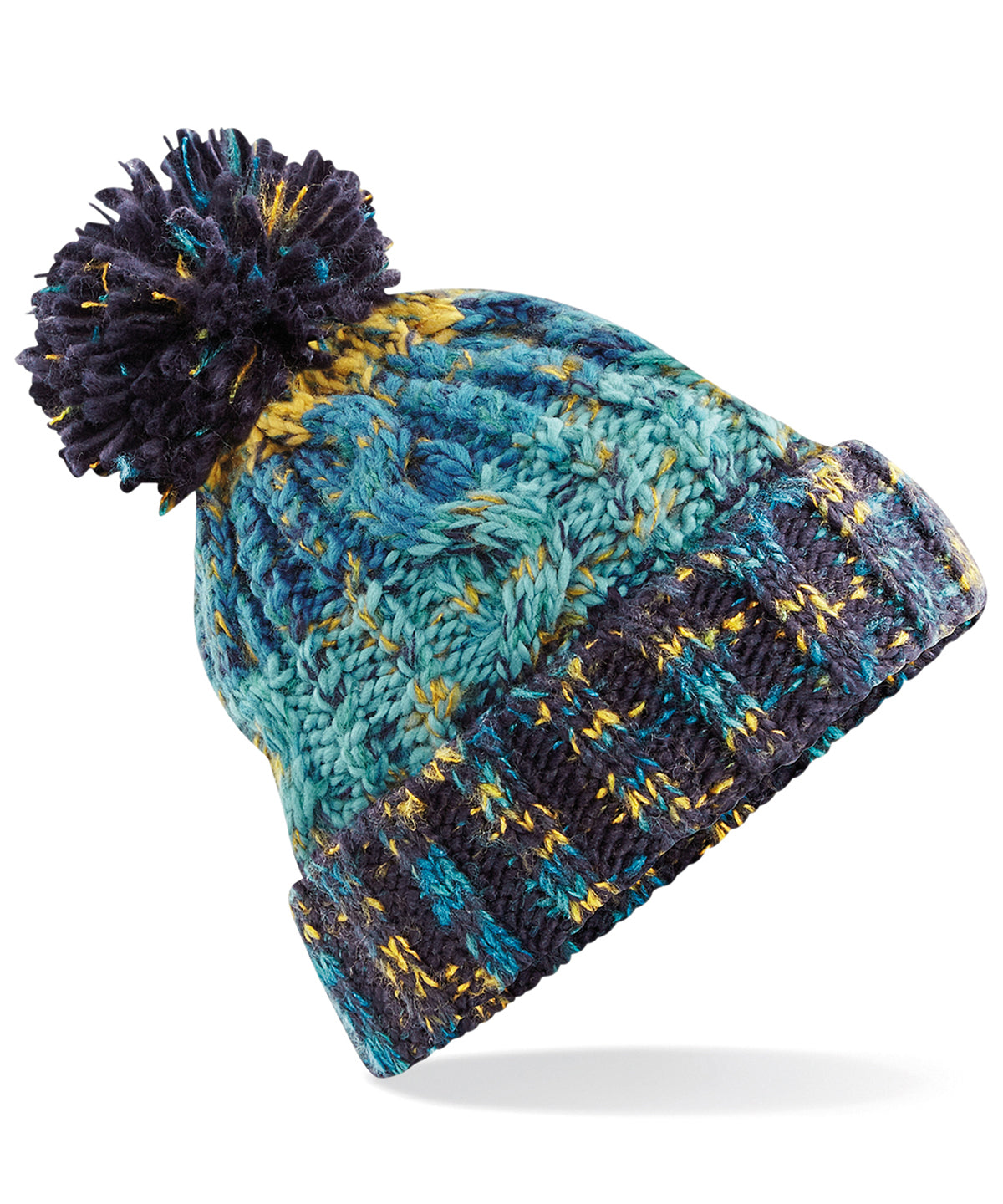 BC486 Corkscrew pom pom beanie