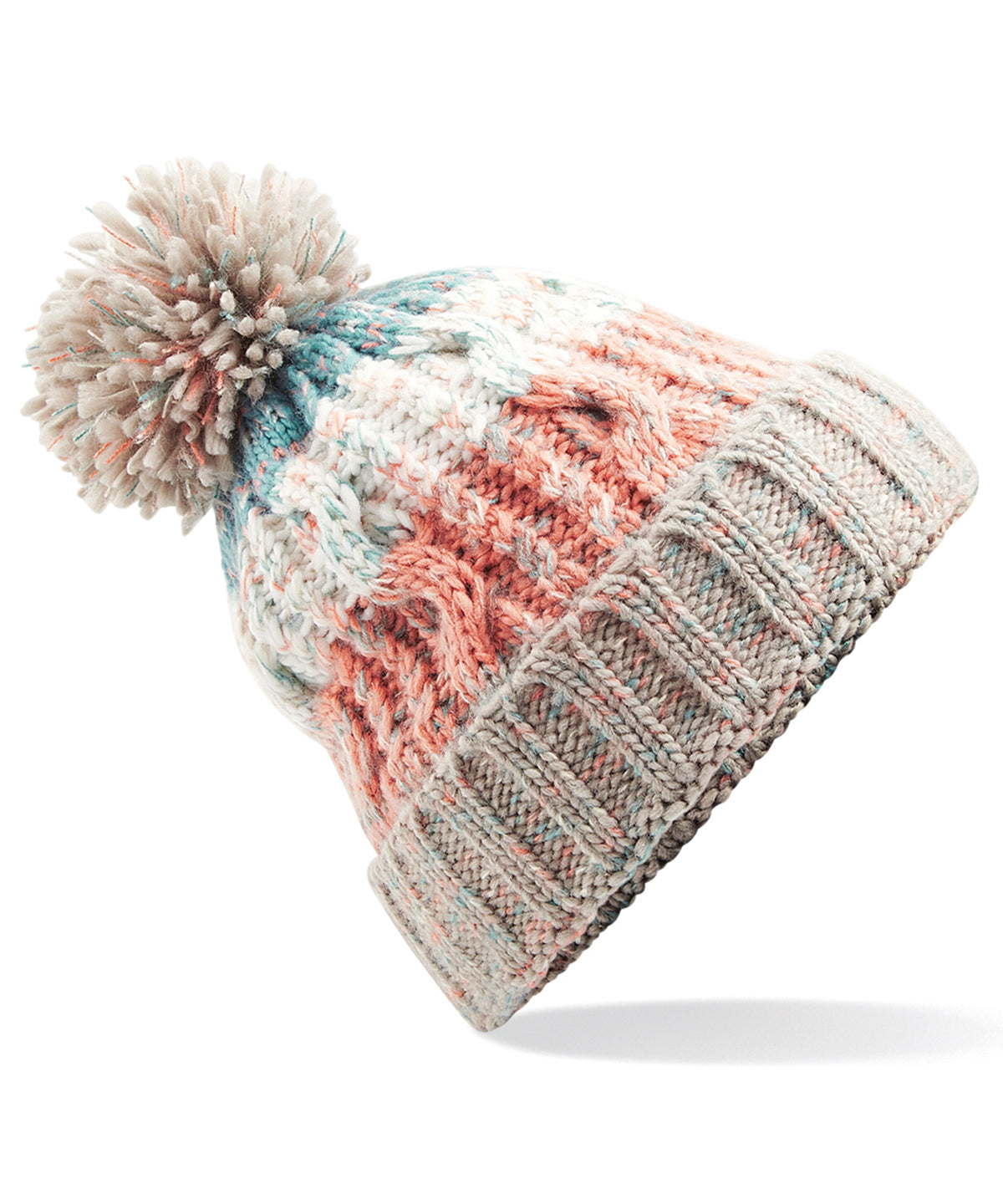 BC486 Corkscrew pom pom beanie