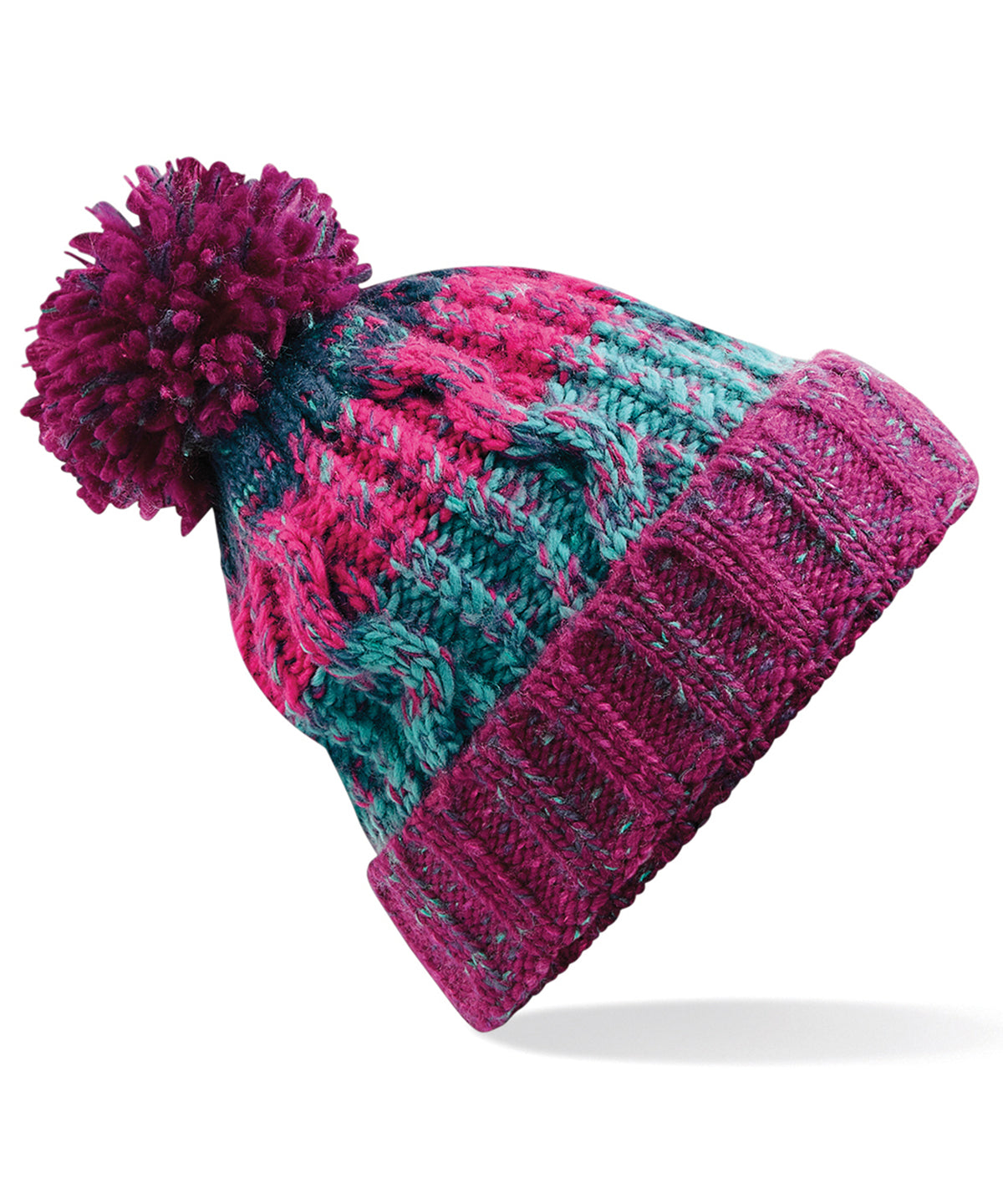 BC486 Corkscrew pom pom beanie