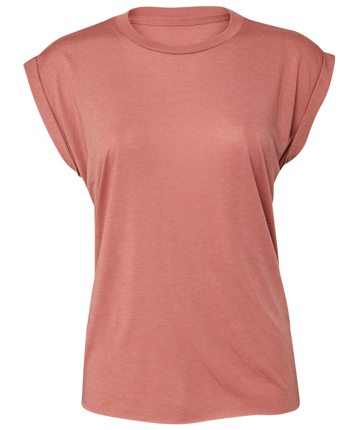 BE128  Women's flowy muscle tee with rolled cuff