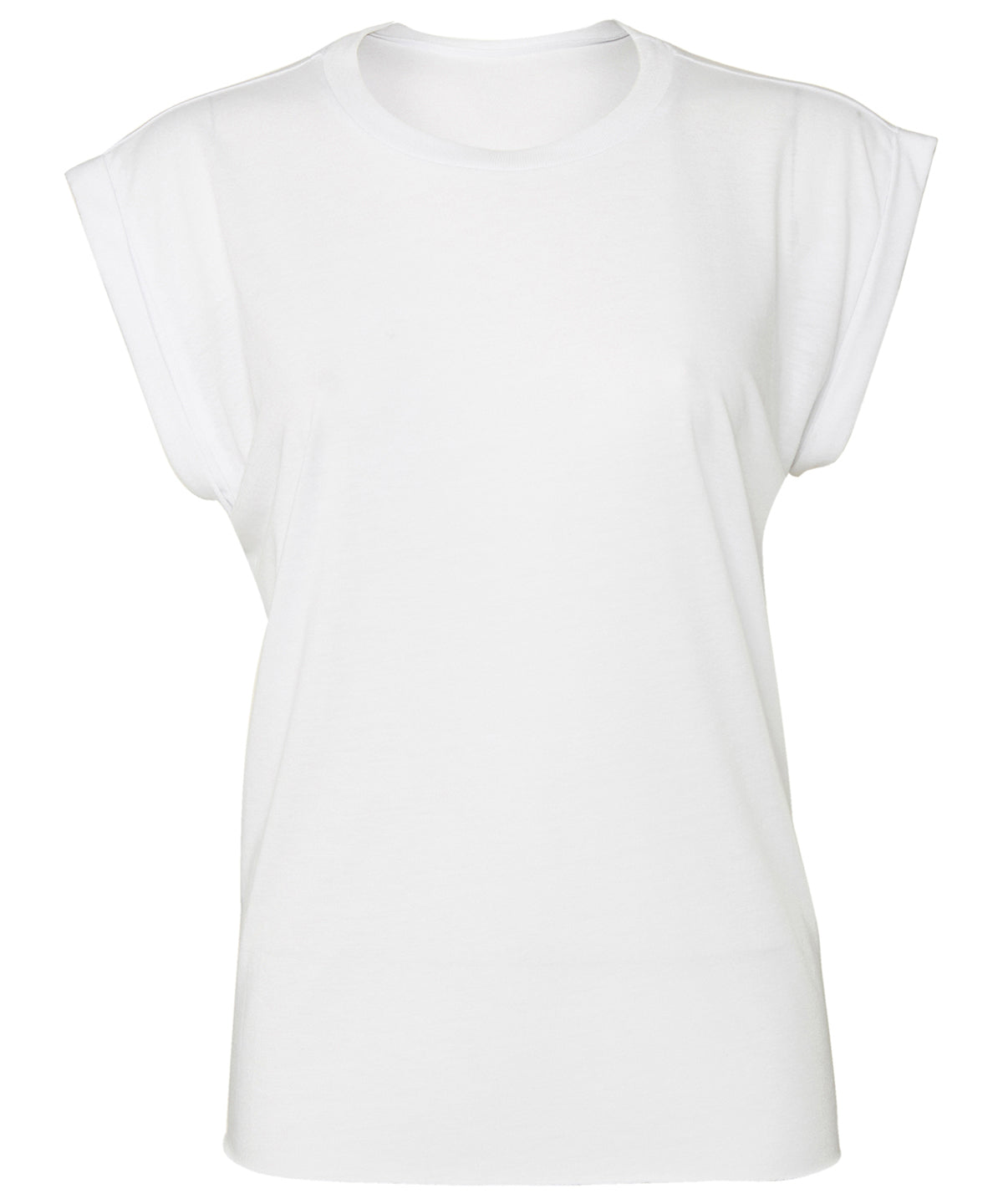 BE128  Women's flowy muscle tee with rolled cuff