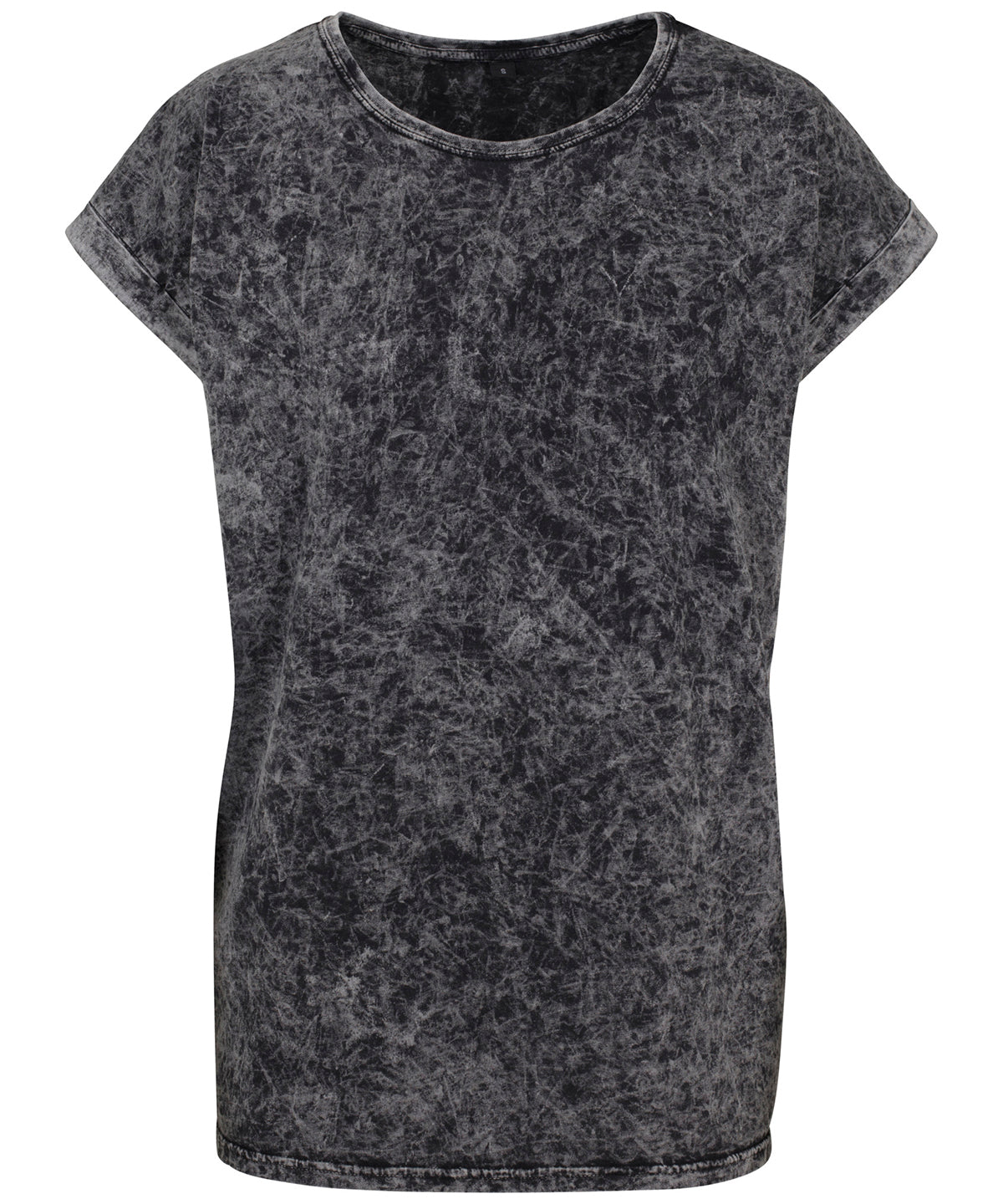 BY053 Women's acid washed extended shoulder tee