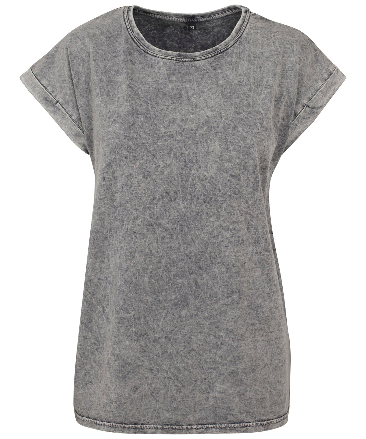 BY053 Women's acid washed extended shoulder tee