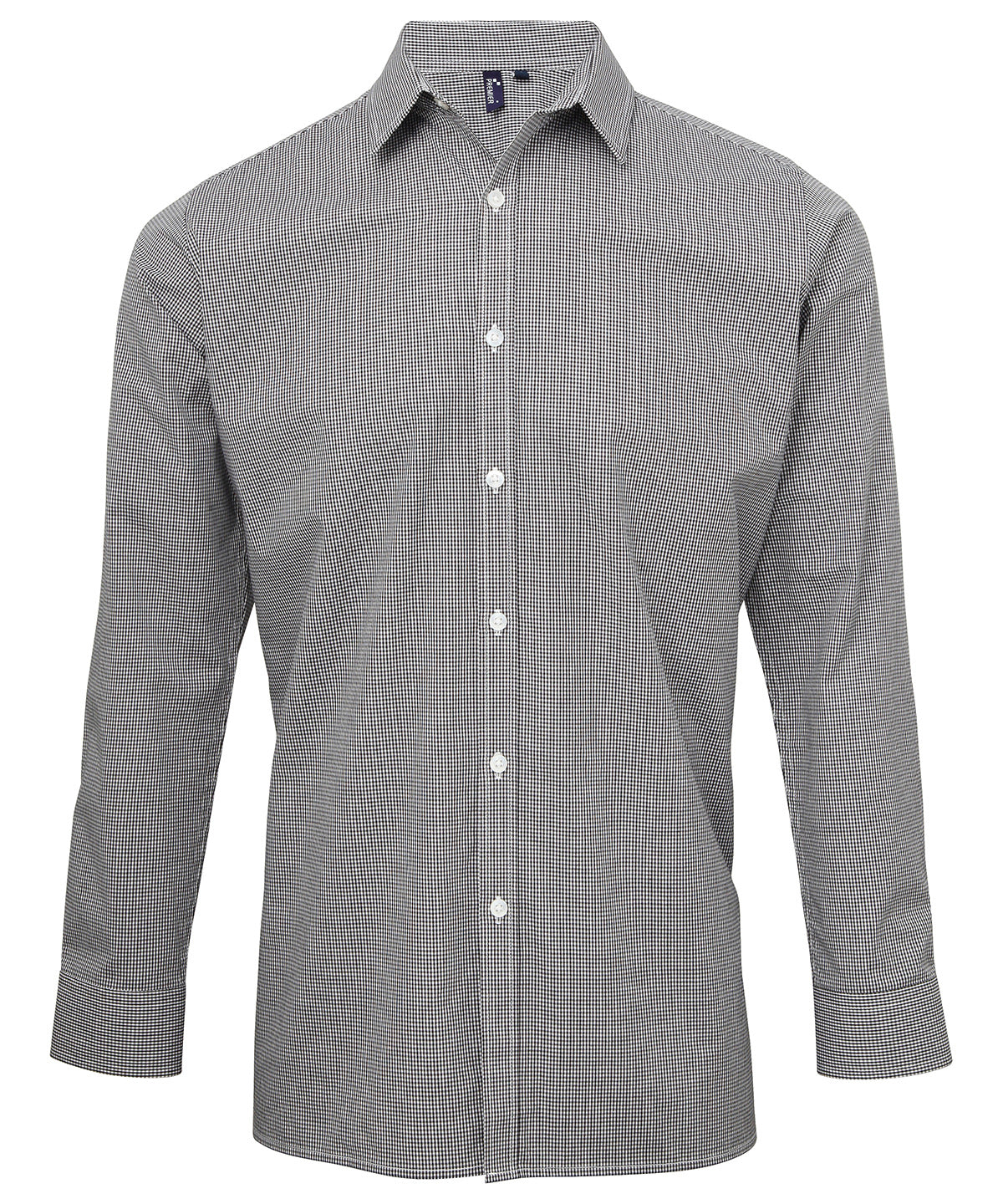 PR220 Microcheck (Gingham) long sleeve cotton shirt