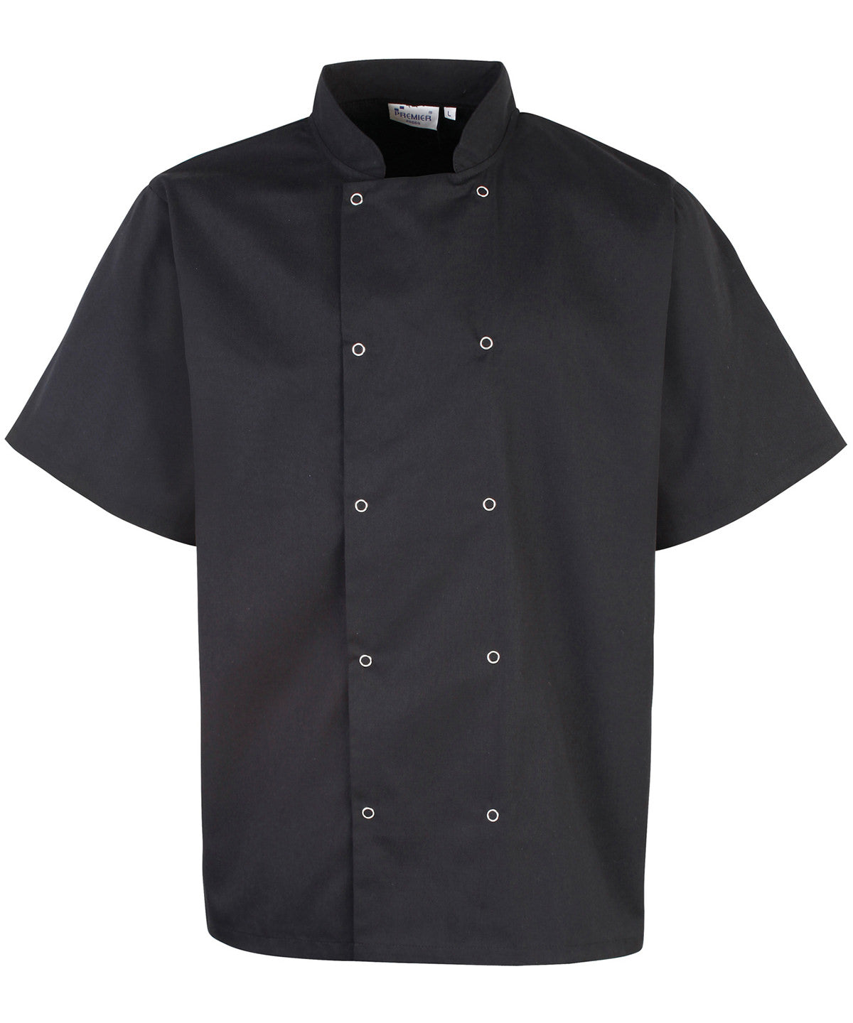 PR664  Studded front short sleeve chef's jacket