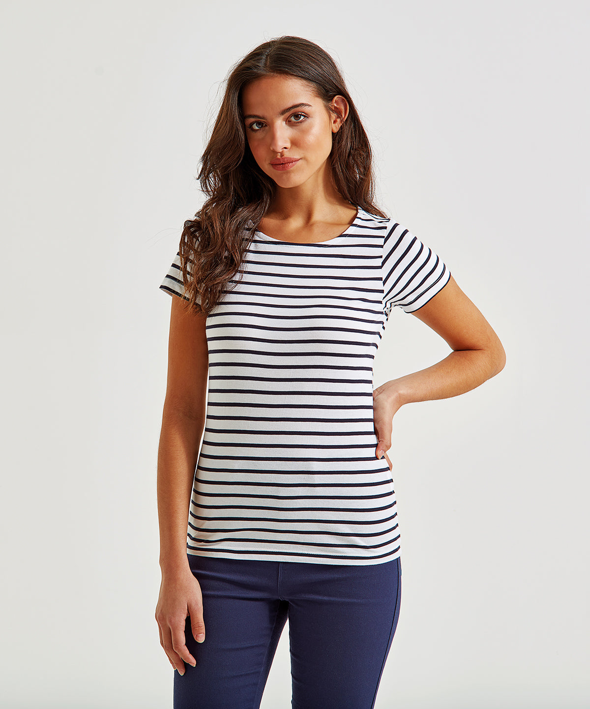 White/Navy - Women's Marinière coastal short sleeve tee
