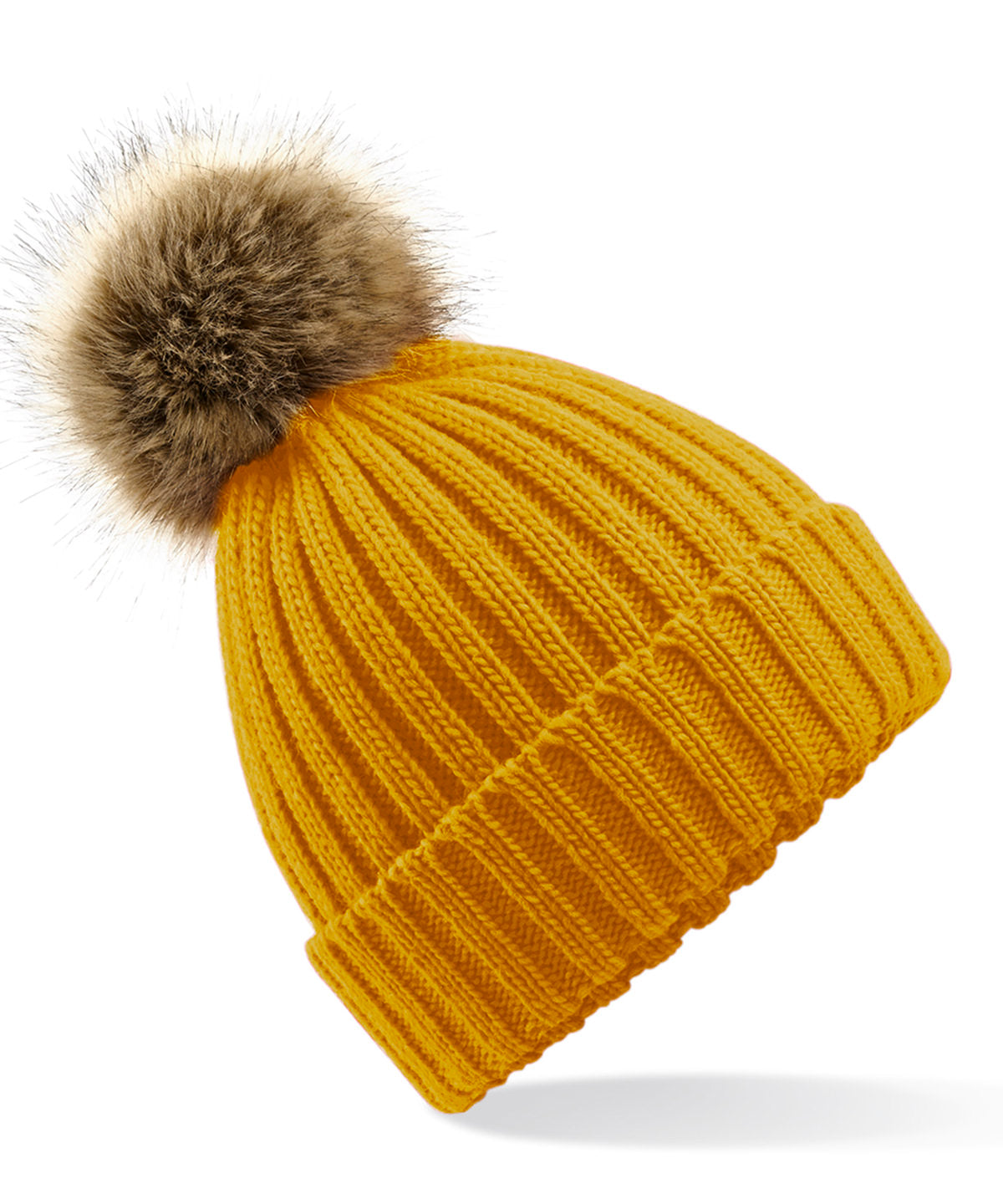 BC412 Fur pop pom chunky beanie