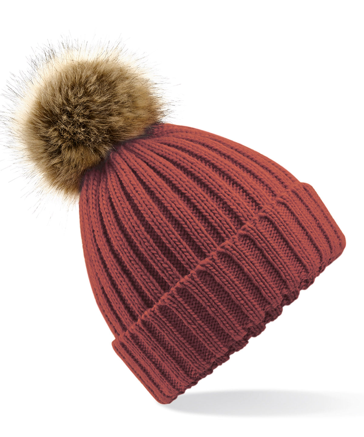 BC412 Fur pop pom chunky beanie