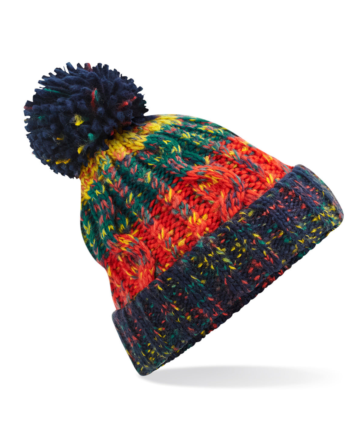 BC486 Corkscrew pom pom beanie