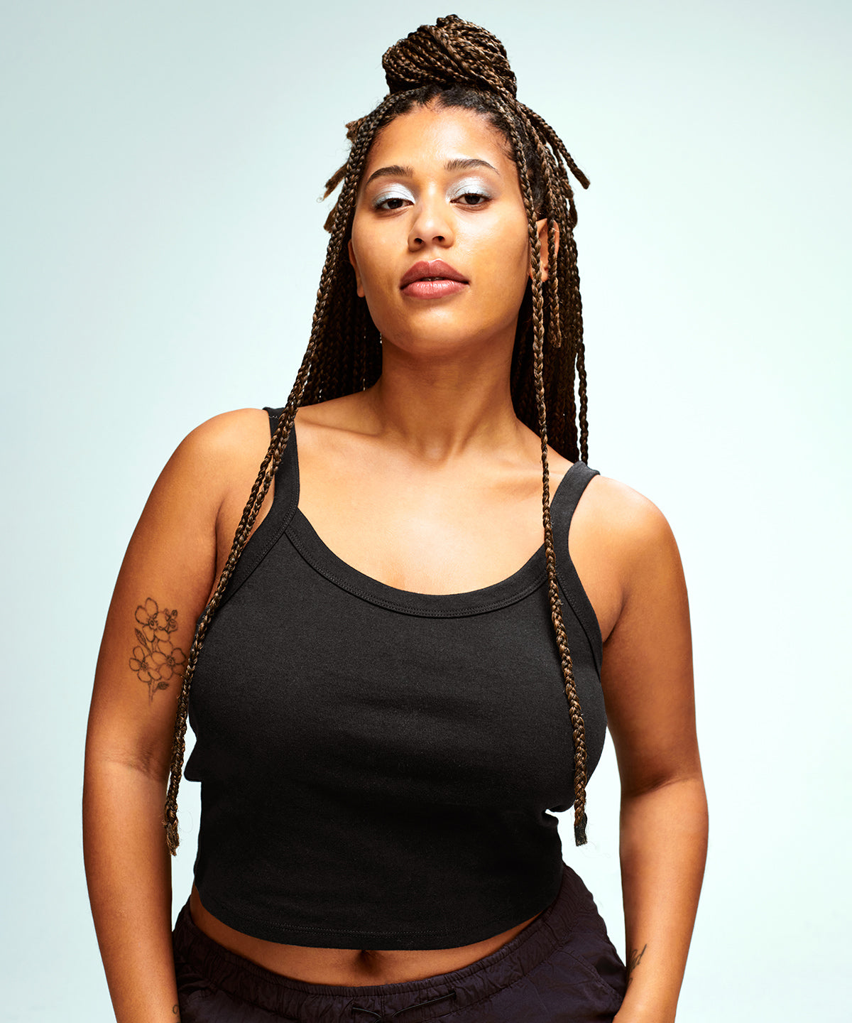 BE139  Women's micro rib spaghetti strap tank