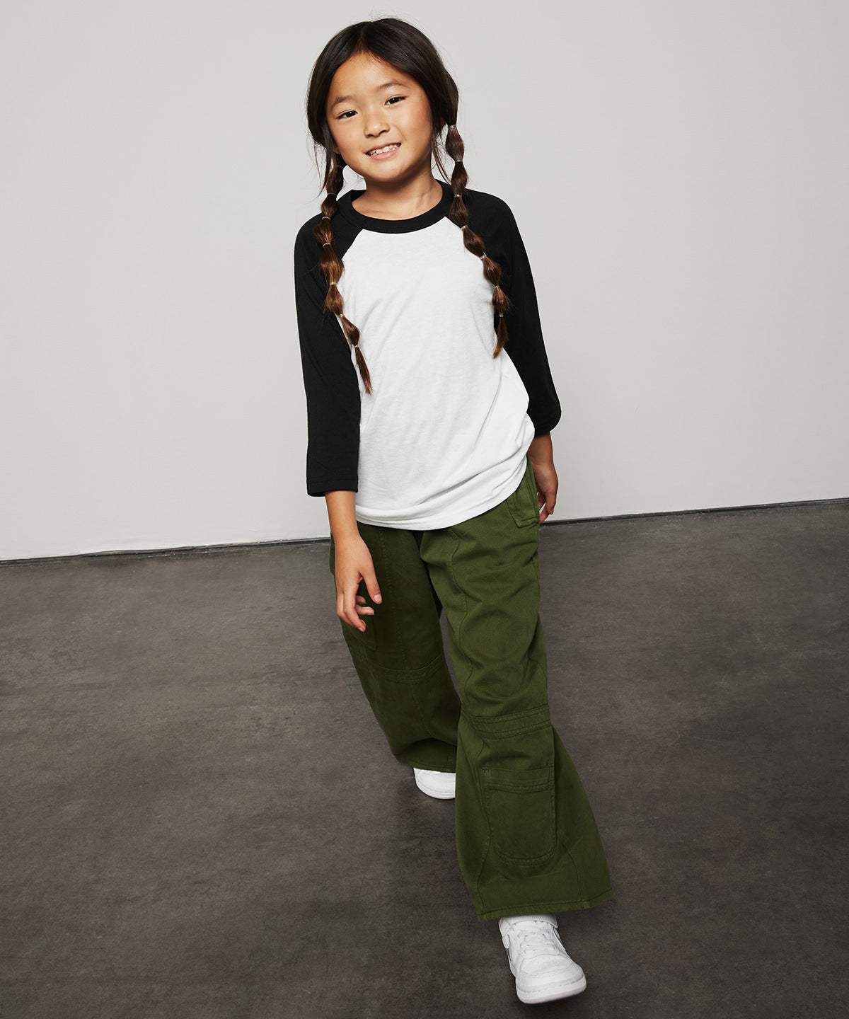 BE218 Youth ¾ sleeve baseball tee