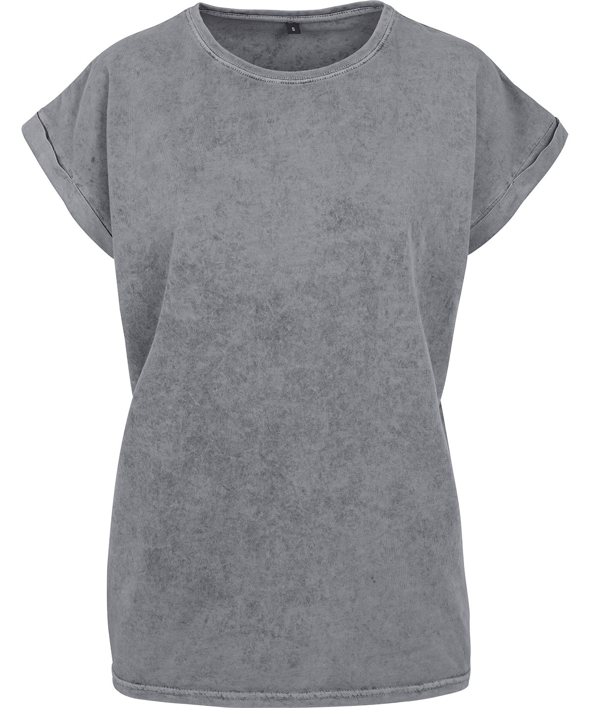 BY053 Women's acid washed extended shoulder tee