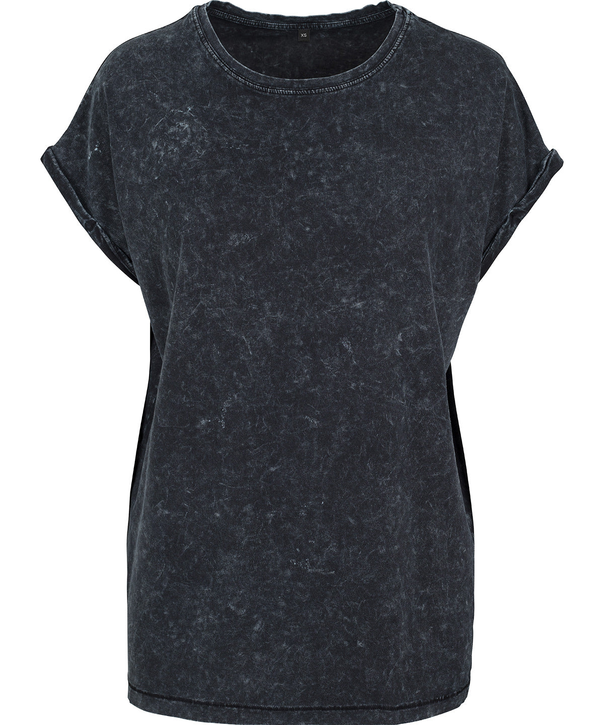 BY053 Women's acid washed extended shoulder tee