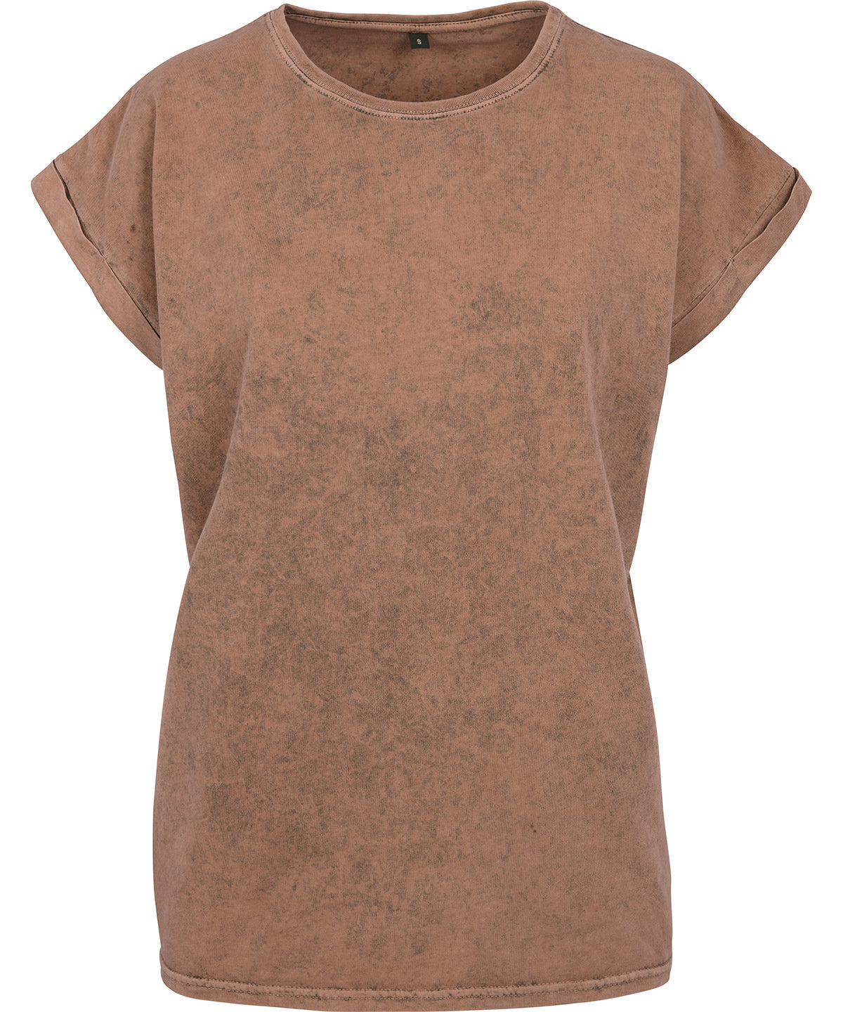 BY053 Women's acid washed extended shoulder tee