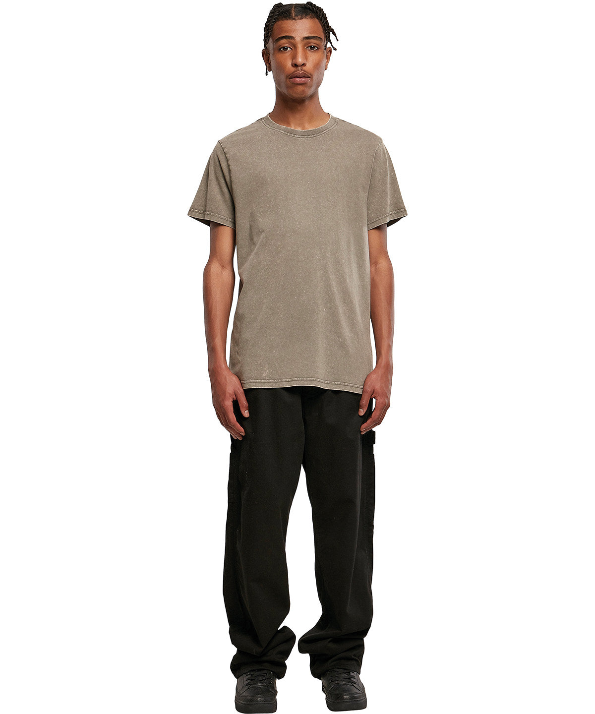 BY190  Acid washed round neck tee