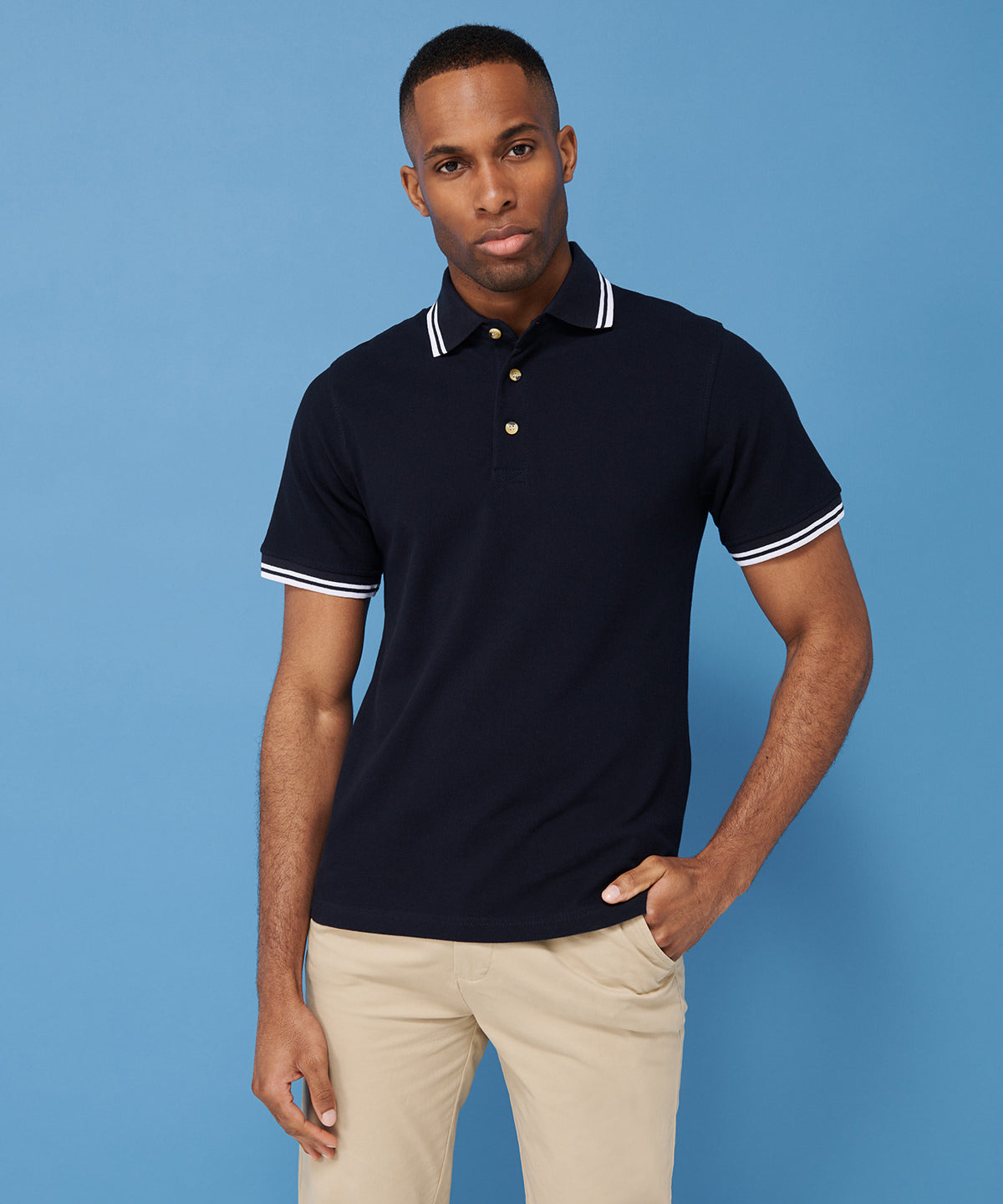 HB150 Double tipped collar and cuff polo shirt