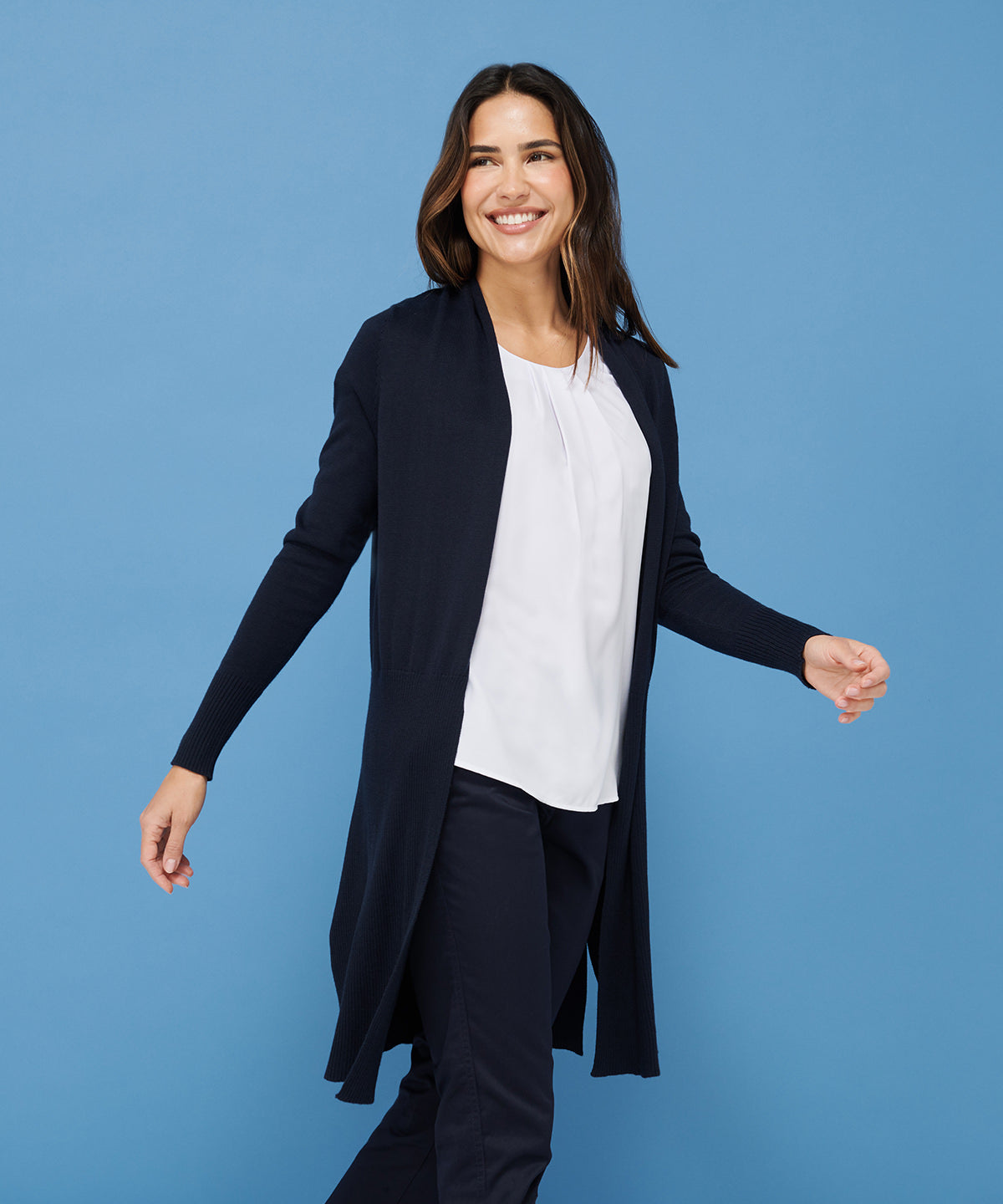HB719 Women's longline open cardigan
