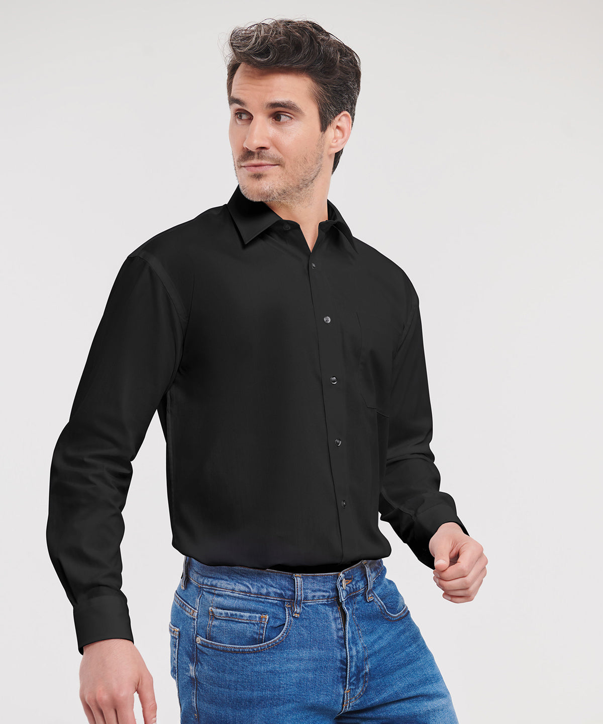 J936M  Long sleeve pure cotton easycare poplin shirt
