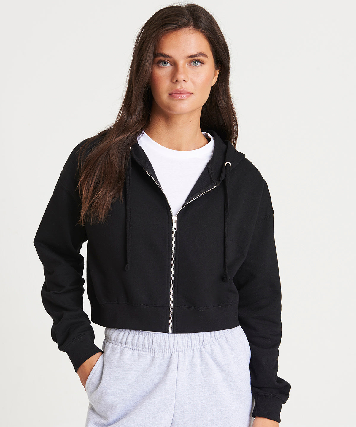 Womens Cropped Zipped Hoodie