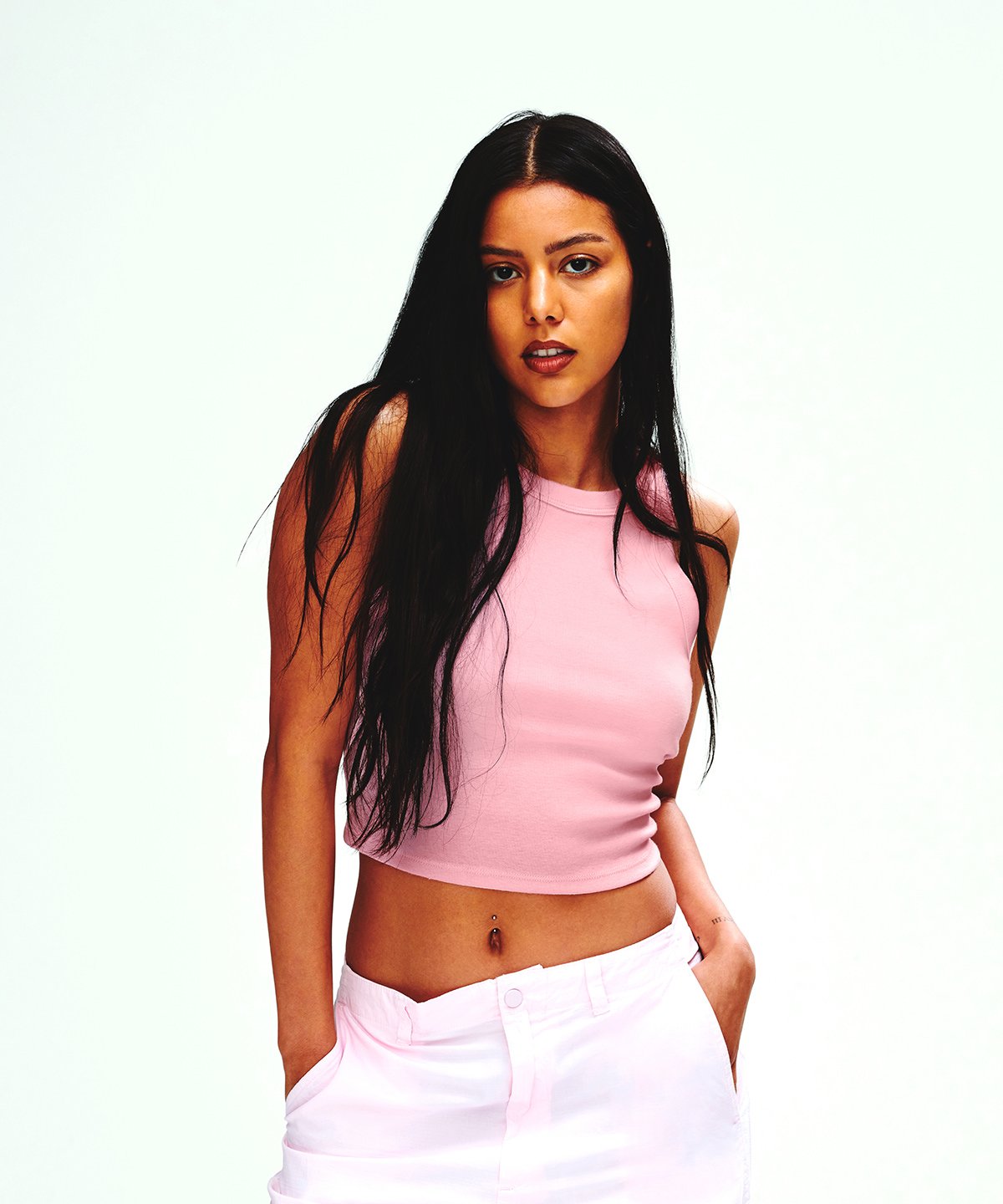 BE141  Women's micro rib racer tank