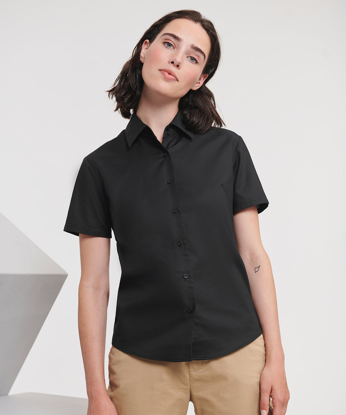 J933F  Women's short sleeve Oxford shirt