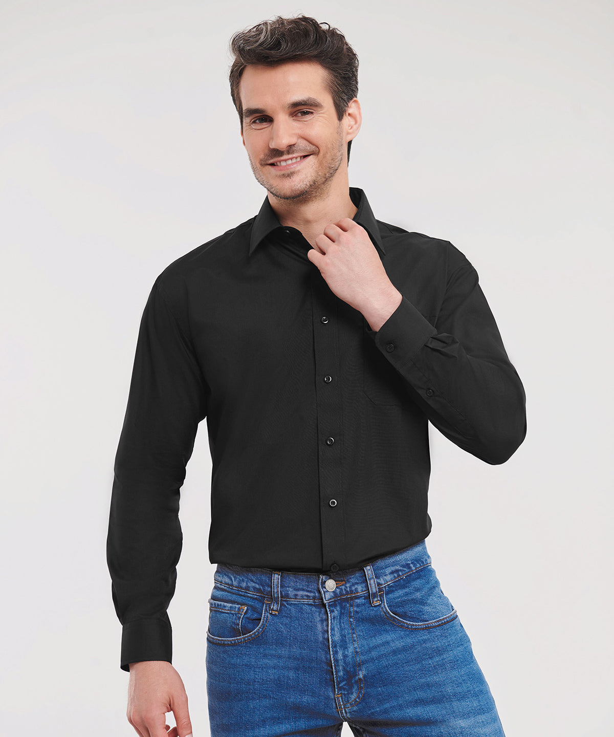 J934M Long sleeve polycotton easycare poplin shirt