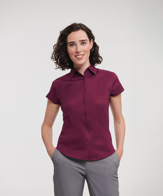 J947F  Women's short sleeve easycare fitted stretch shirt